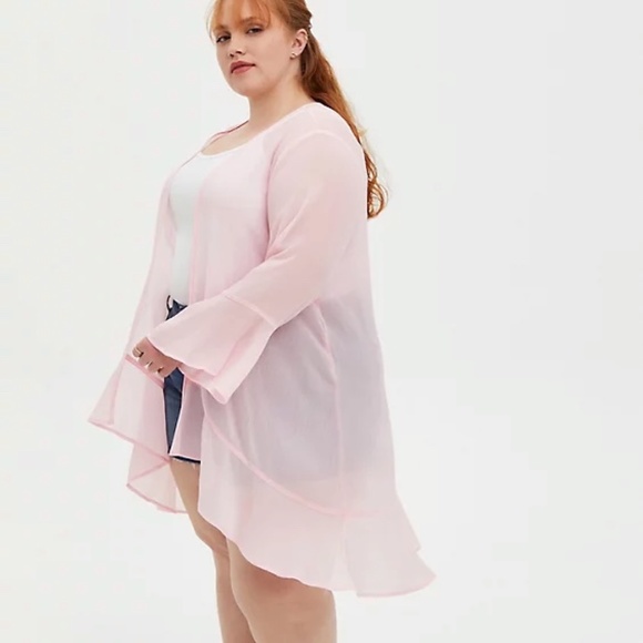 torrid Tops - Torrid Tulip Sleeve Crinkle Chiffon Kimono NWT Size 3X